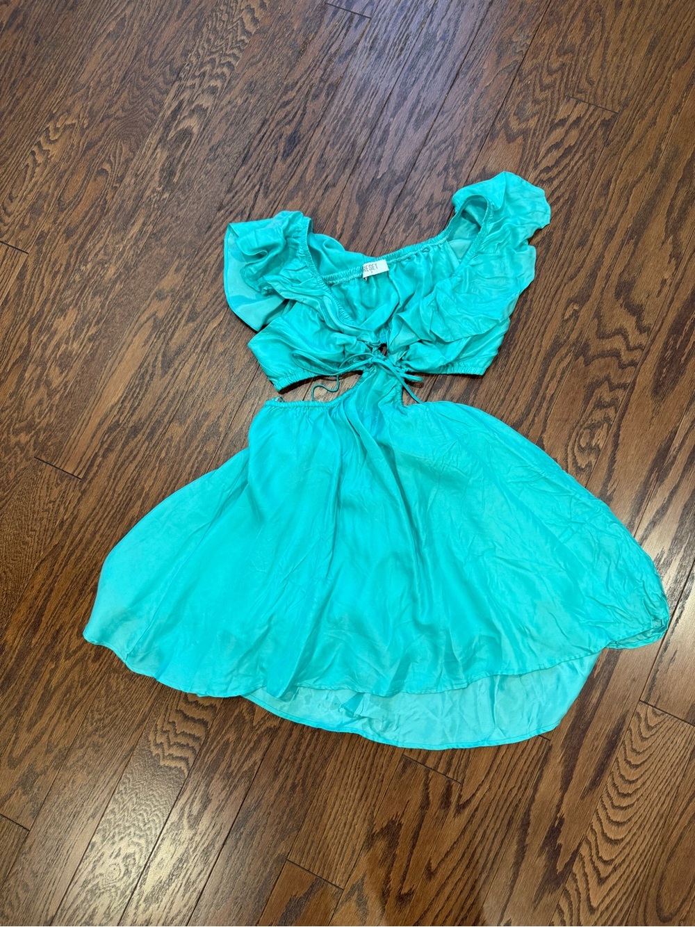 The Reset Teal Cutout Mini Dress
